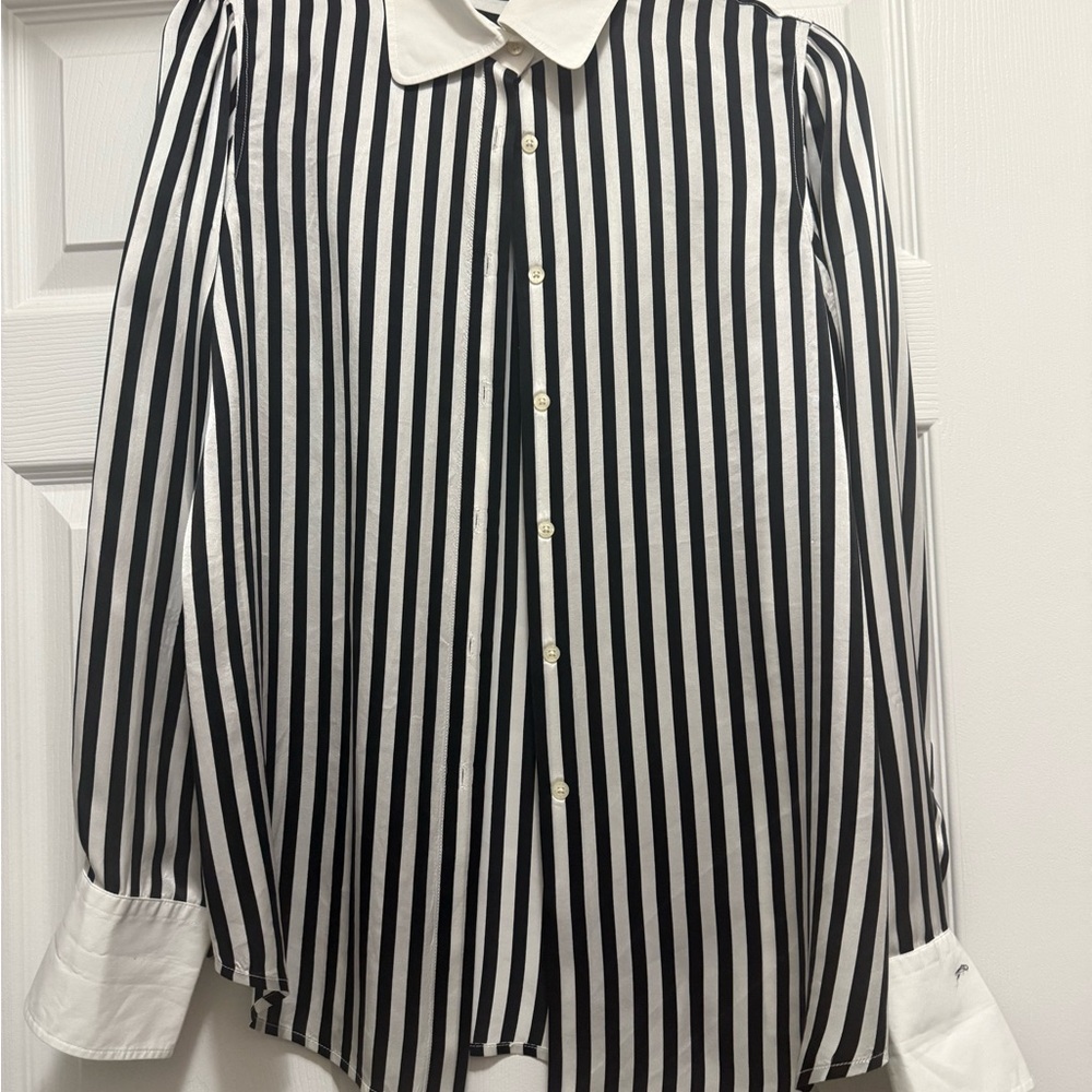 Lauren Ralph Lauren Black and White Striped Button-Down Shirt